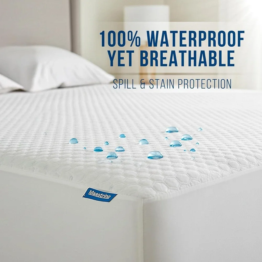 Maestrino Tencel Waterproof Mattress Protector Cover King White Allergen Proof